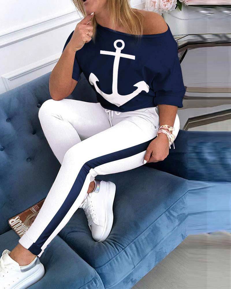 Damen lässiges Sweatshirt und sportliche Leggings Set Drune