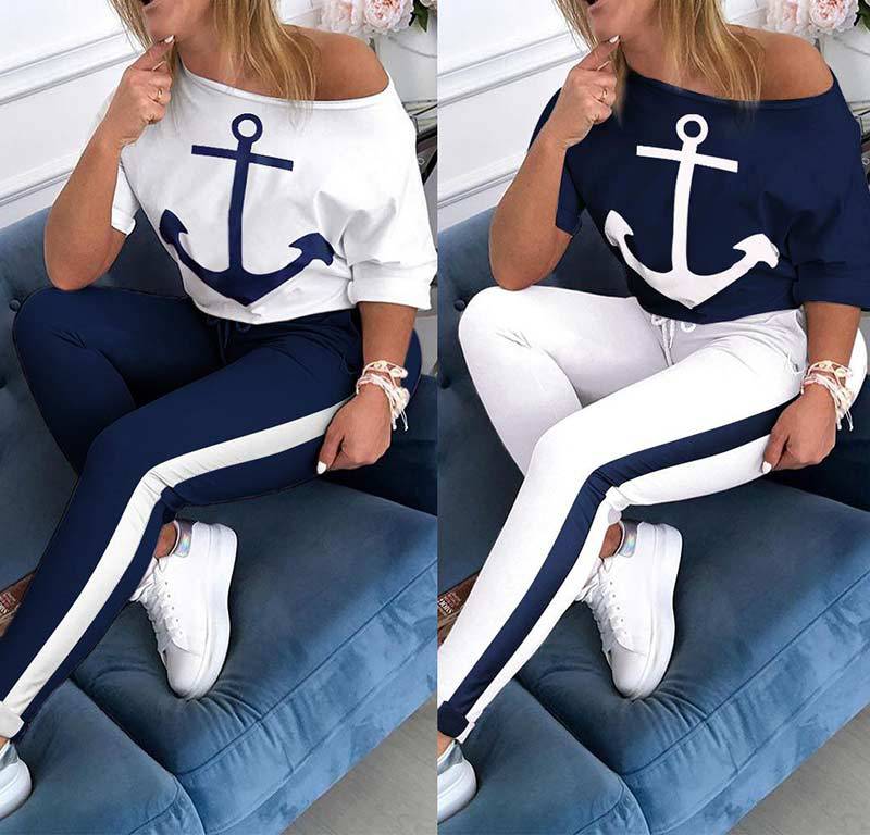 Damen lässiges Sweatshirt und sportliche Leggings Set Drune