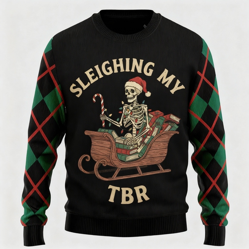 Drune | Künstlerischer Schädel Druck - Maximalistischer Weihnachtsdruck Hässlicher Pullover