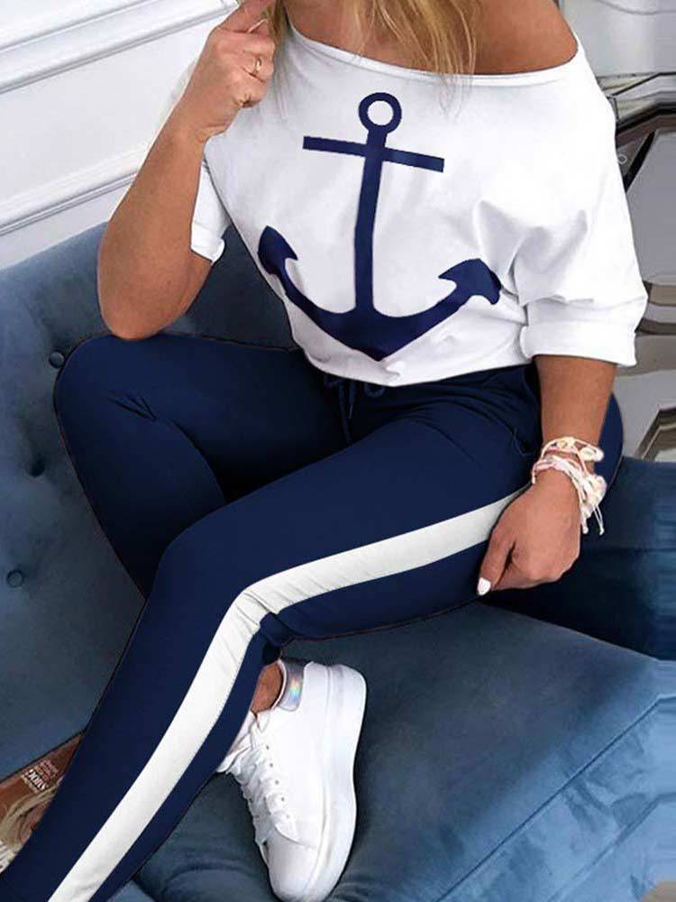 Damen lässiges Sweatshirt und sportliche Leggings Set Drune