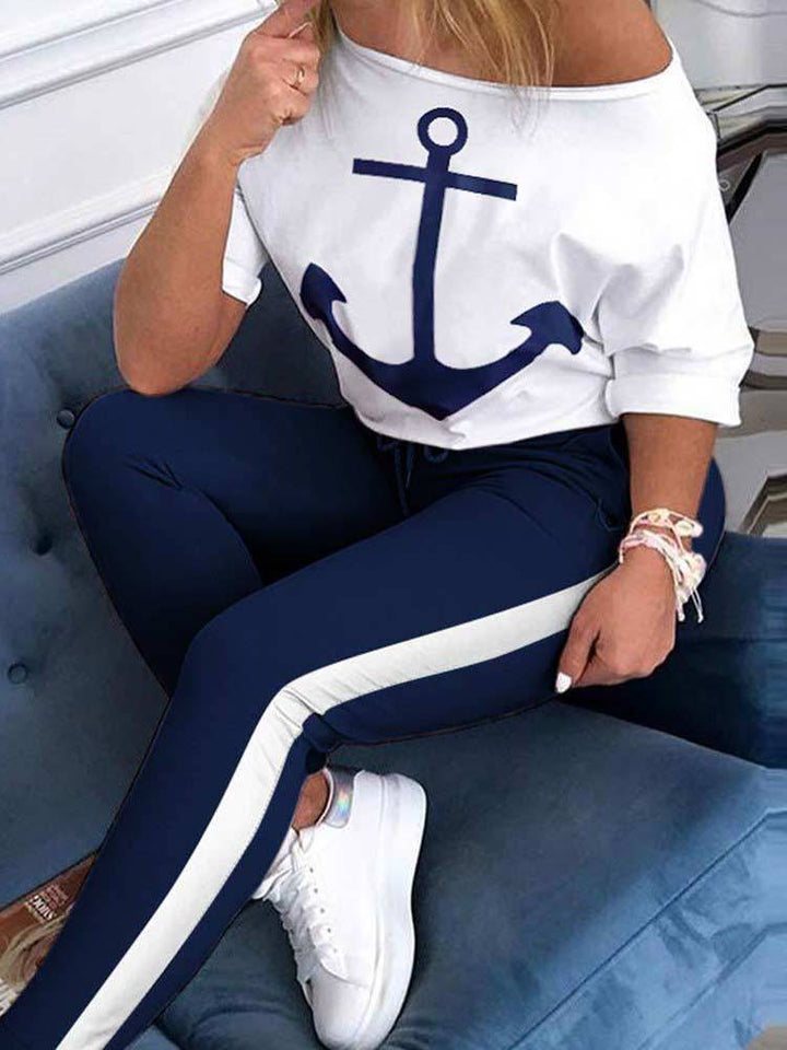 Damen lässiges Sweatshirt und sportliche Leggings Set Drune