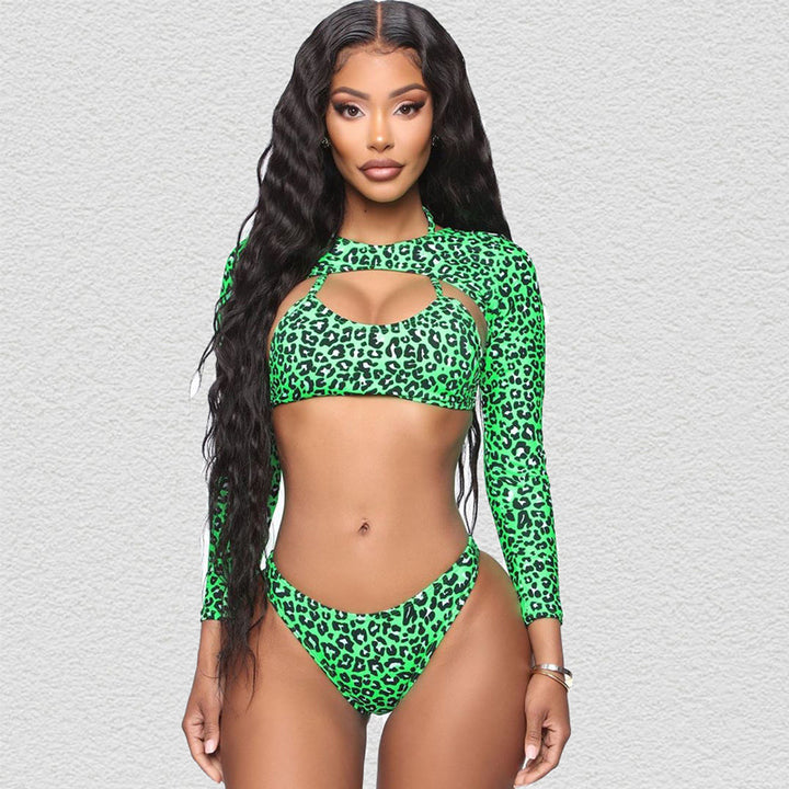 Damen Sportlicher Bikini mit langärmligem Design und modischem Cut-Out Drune