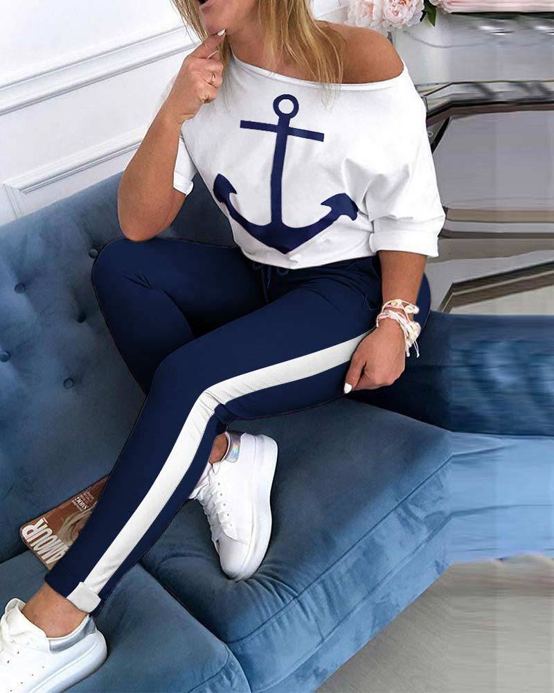 Damen lässiges Sweatshirt und sportliche Leggings Set Drune