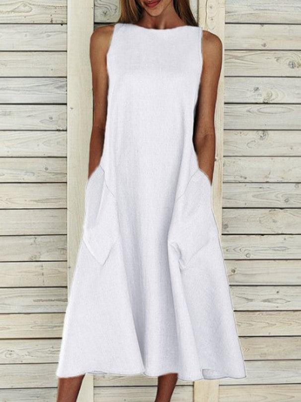 Damen luftiges Maxikleid mit praktischen Seitentaschen Drune