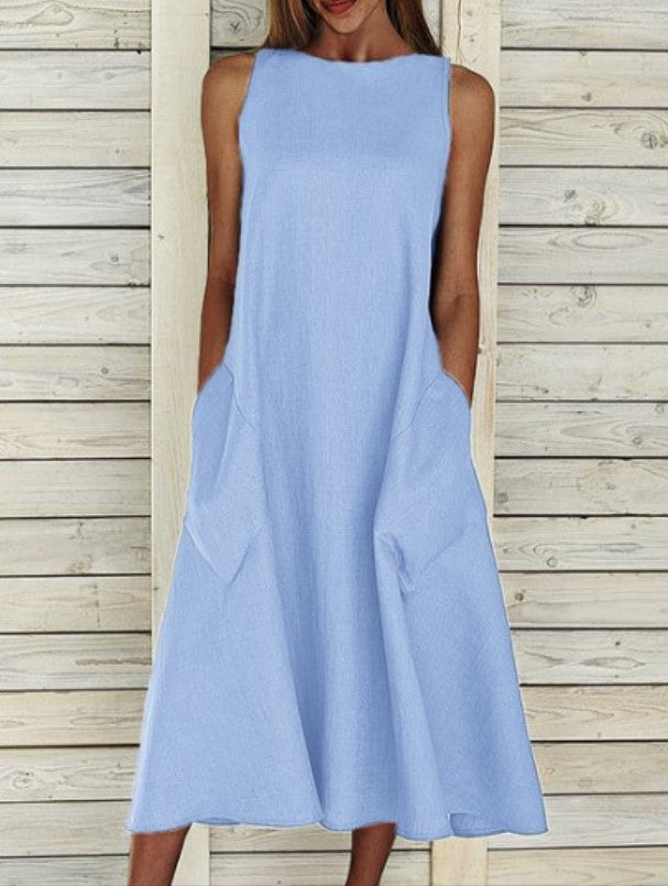 Damen luftiges Maxikleid mit praktischen Seitentaschen Drune