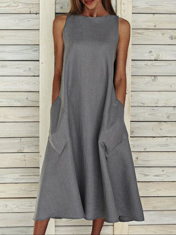 Damen luftiges Maxikleid mit praktischen Seitentaschen Drune