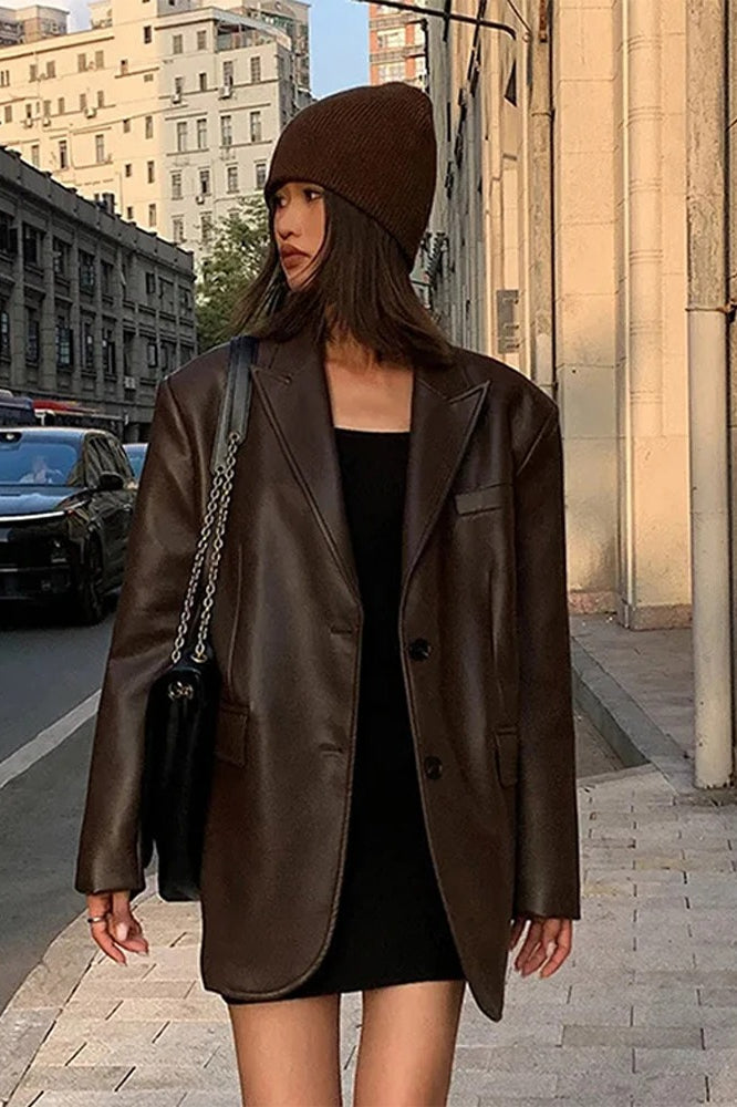 Drune | PU Leder Blazer Jacke