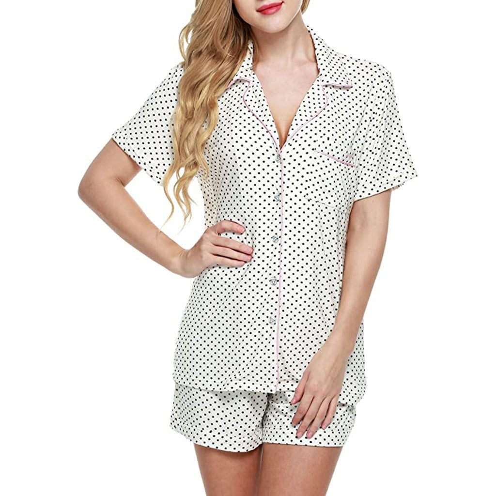 Damen nan zweiteiliges Shorty-Pyjama-Set aus Viskosejersey mit Paspelkragen und Tunnelzugbund Drune