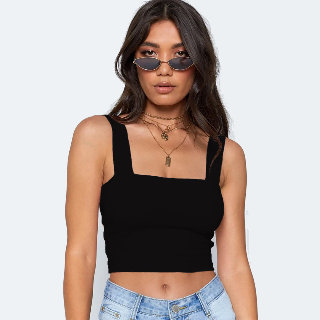Damen Figurbetontes Crop-Top mit breiten Trägern Drune