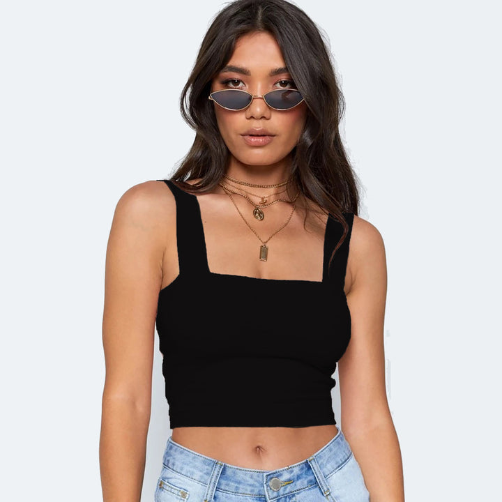 Damen Figurbetontes Crop-Top mit breiten Trägern Drune