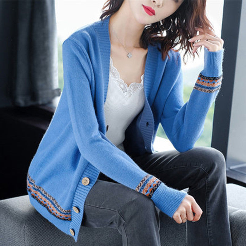 Damen Strickjacke mit eleganten Knopfdetails und modischer Häkelbordüre Drune