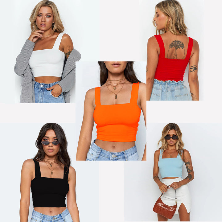 Damen Figurbetontes Crop-Top mit breiten Trägern Drune