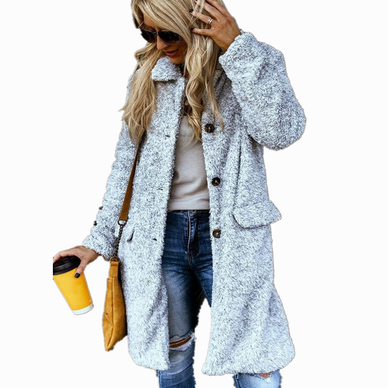 Damen Fleecejacke mit Knopfverschluss und praktischen Taschen Drune