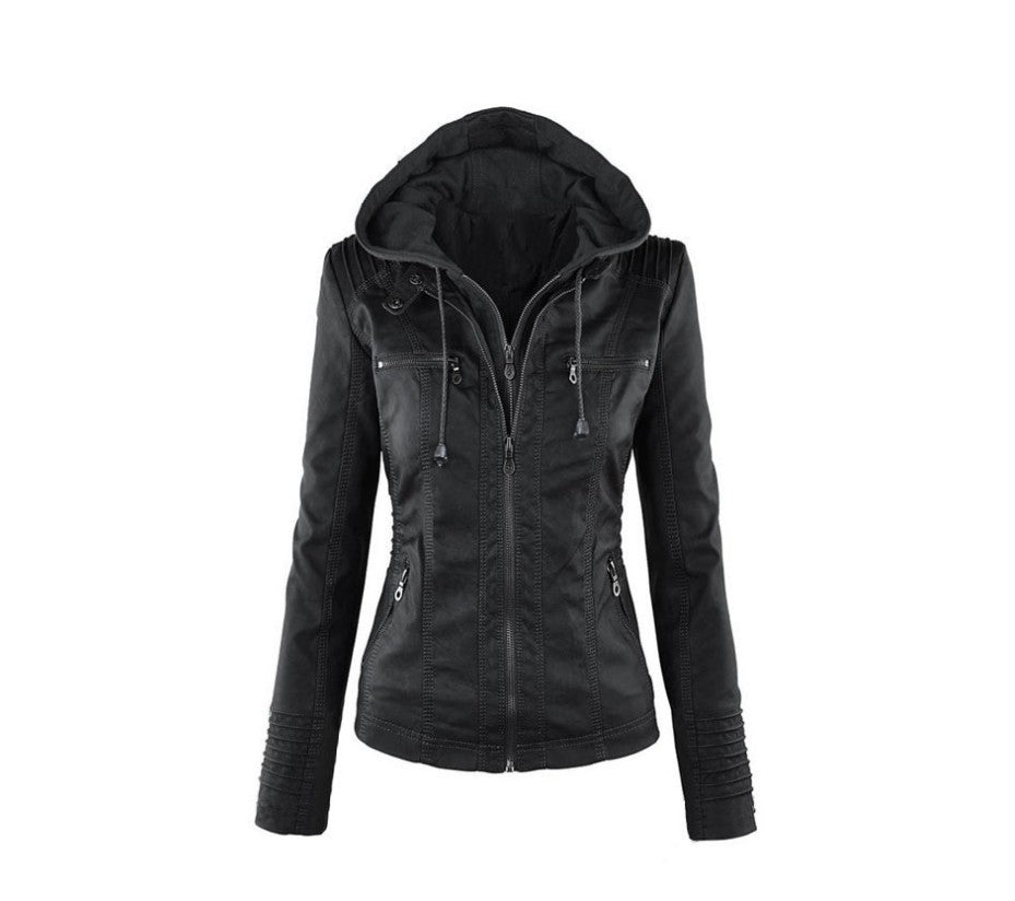 Drune | Damen Lederjacke Mit Kapuze