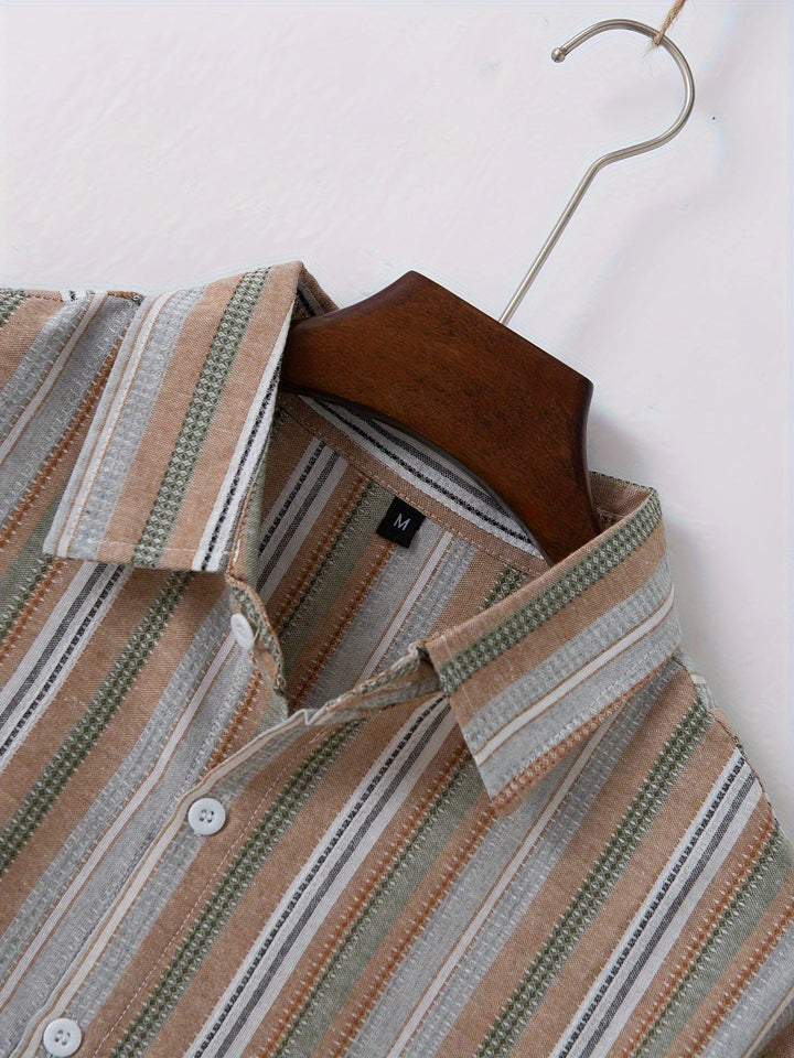 Drune | Gestreiftes Baumwoll Leinen Herrenhemd für entspannte Looks