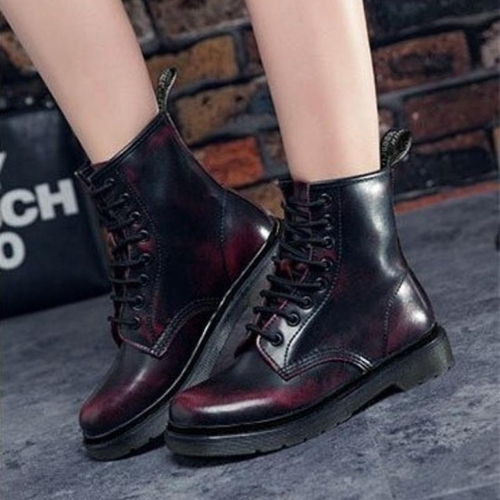 Drune | Kampfstiefel Leder Schnürung Knöchelhoch Robuste Gummisohle