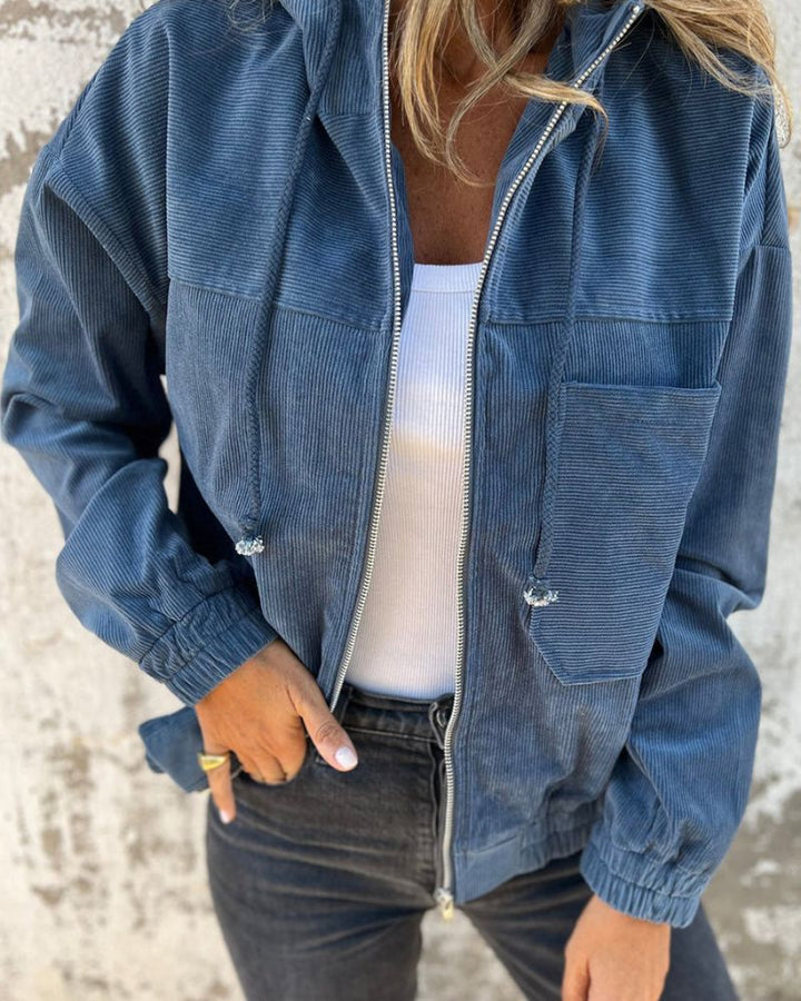 Drune | Corduroy Kapuzenjacke mit Reißverschluss