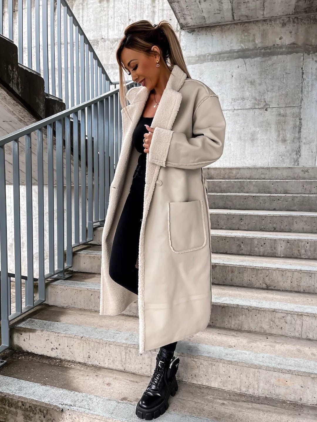 Drune | Tone Kunstleder Trenchcoat - Aussagekräftige outerwear - Gürteldesign - Modern Chic