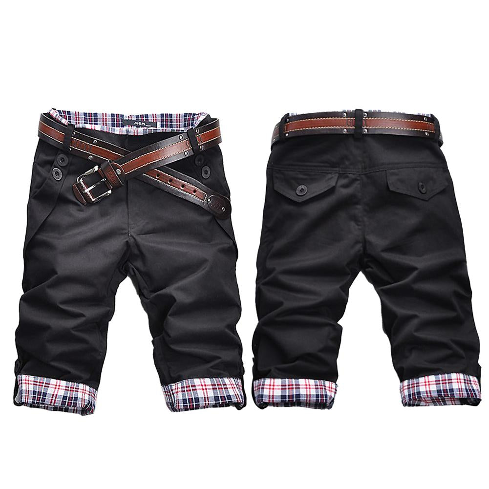 Drune – Hochwertige Shorts mit Gürtel und Karomuster