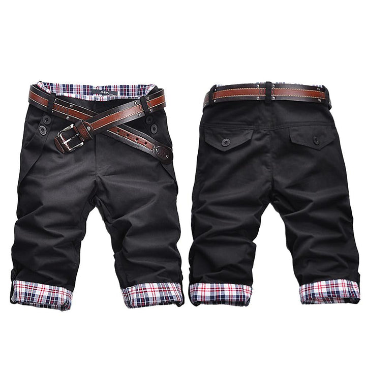 Drune – Hochwertige Shorts mit Gürtel und Karomuster