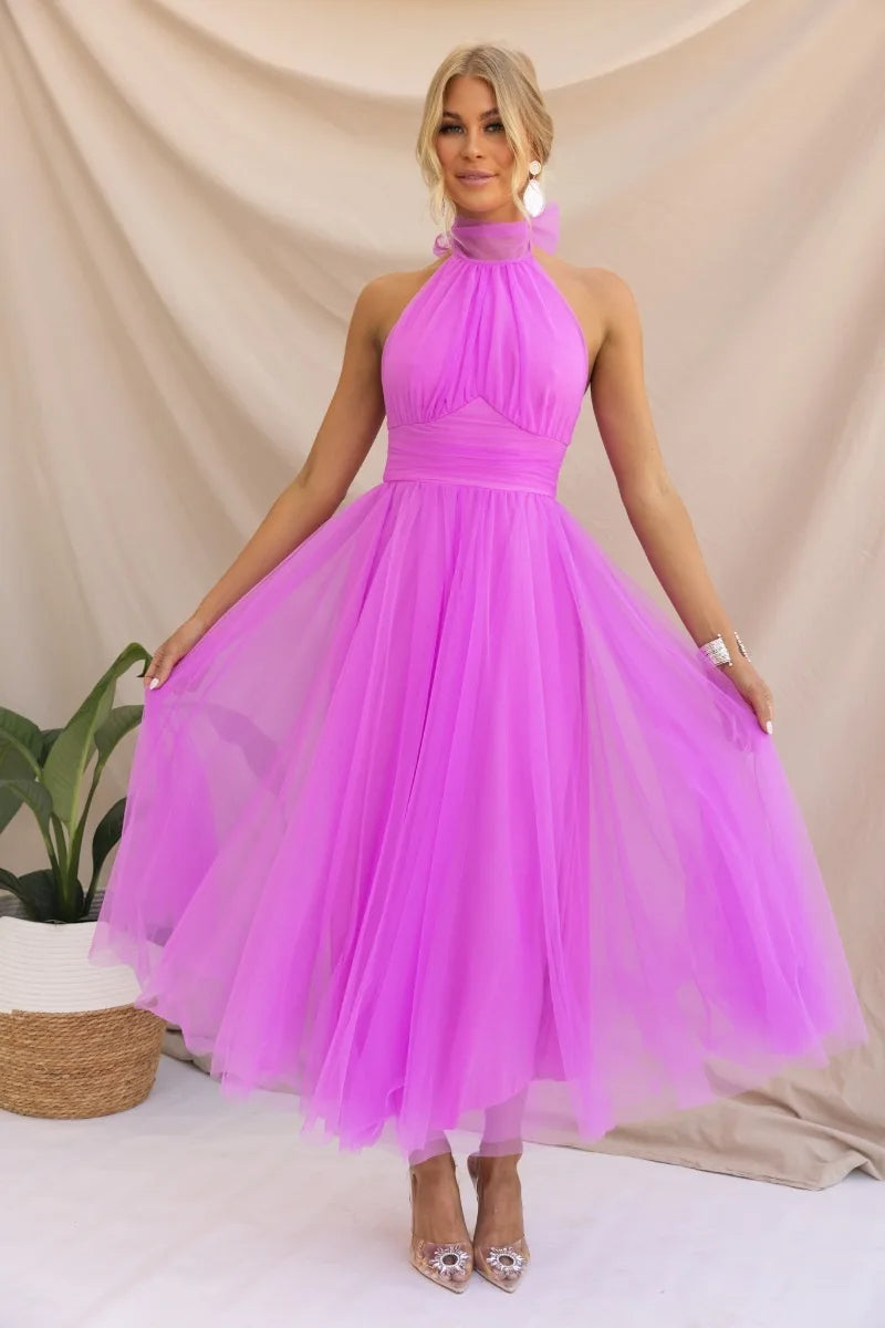 Drune | Halter Tüll Midi Kleid