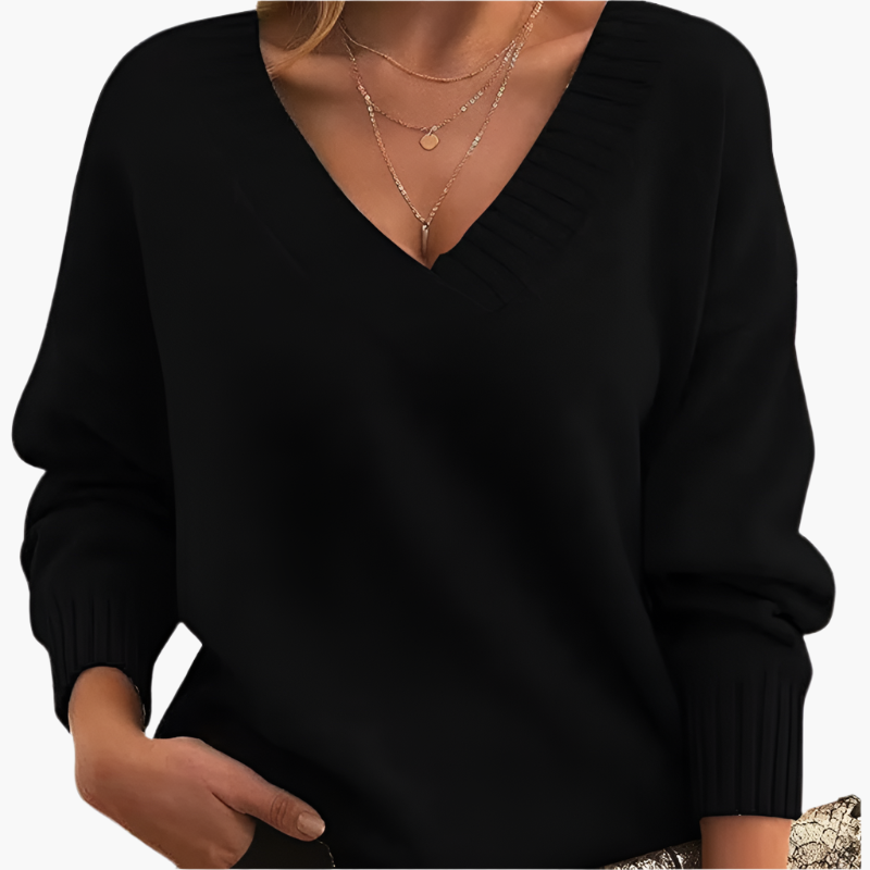 Drune | V-Ausschnitt Pullover - Eleganter Strickpullover im Oversize-Stil für Alltag & Büro