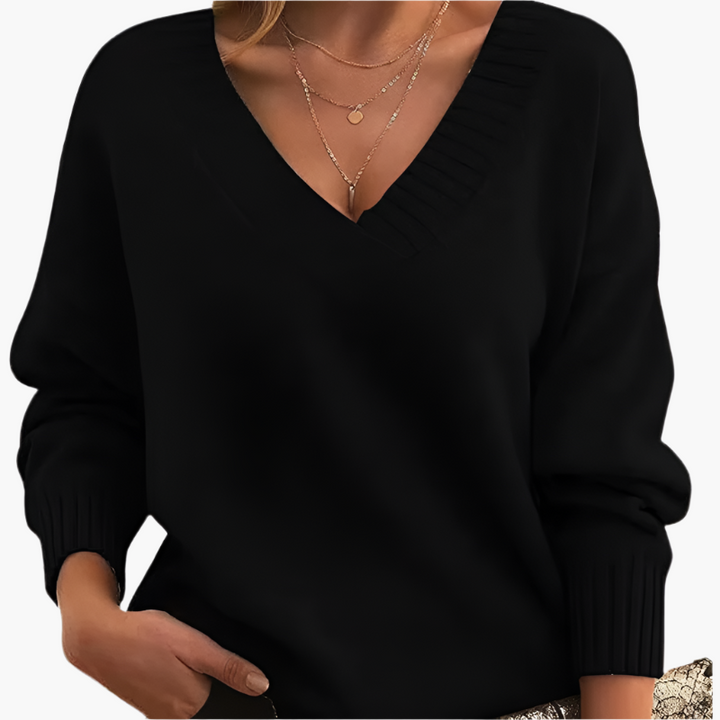 Drune | V-Ausschnitt Pullover - Eleganter Strickpullover im Oversize-Stil für Alltag & Büro