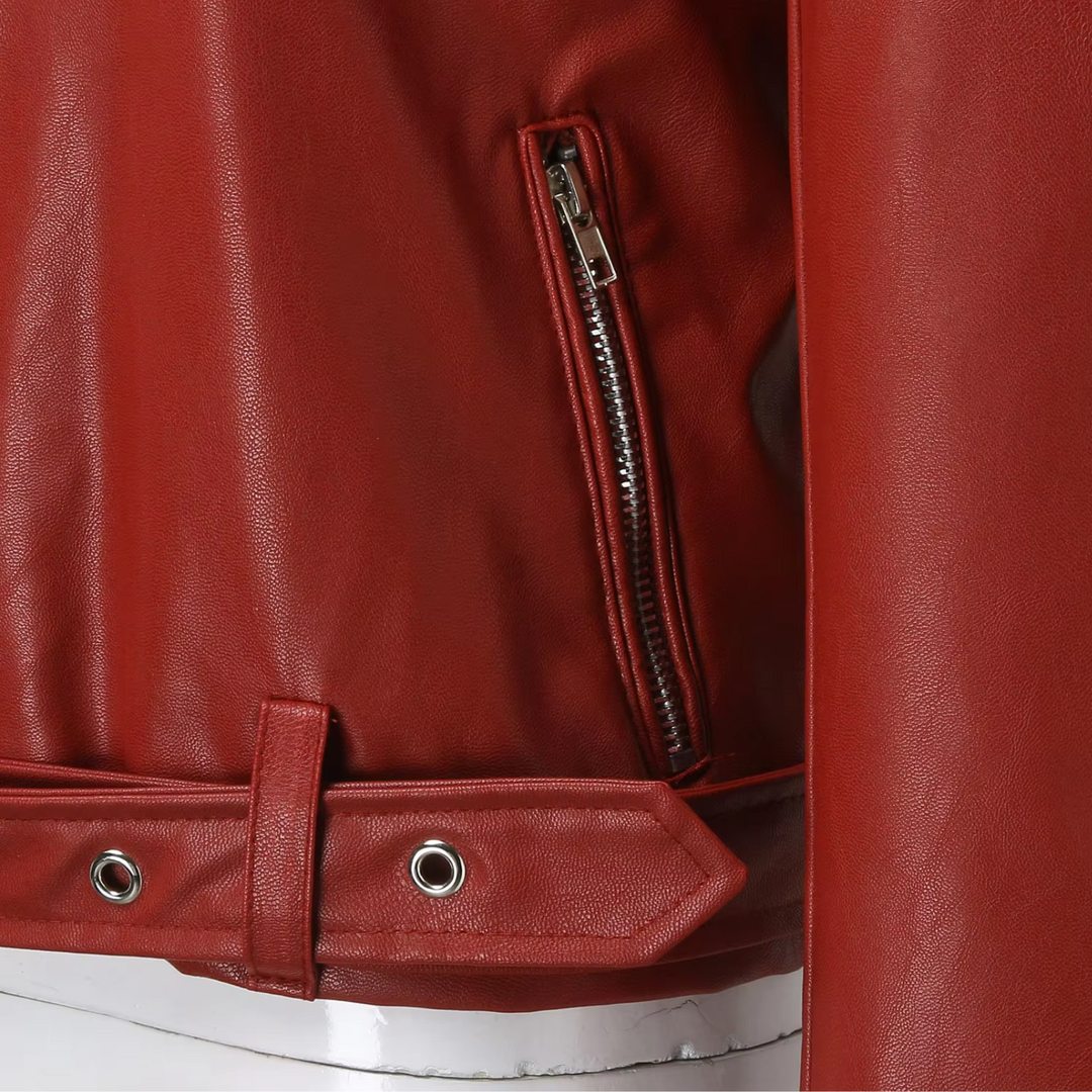 Drune | Jacke Damen Biker Modell mit Gürtel und Reißverschlussdetails