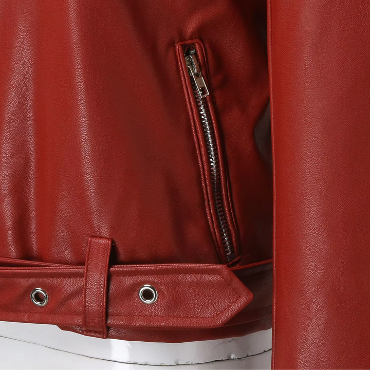 Drune | Jacke Damen Biker Modell mit Gürtel und Reißverschlussdetails