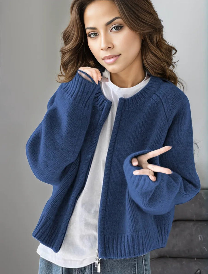 Drune | Stilvolle blaue strickjacke für Frauen