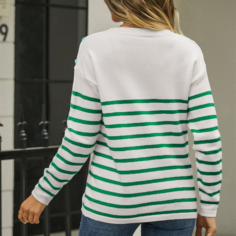 Drune | Gestreifter Strickpullover mit Feinem Muster