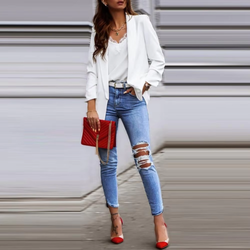 Drune | Stilvolle Damen Blazer mit Einzelknopfverschluss Ideal für Die Arbeit