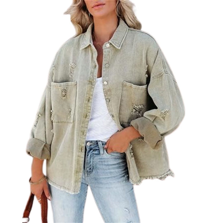 Drune | Casual Oversized Denimjacke mit Used-Look