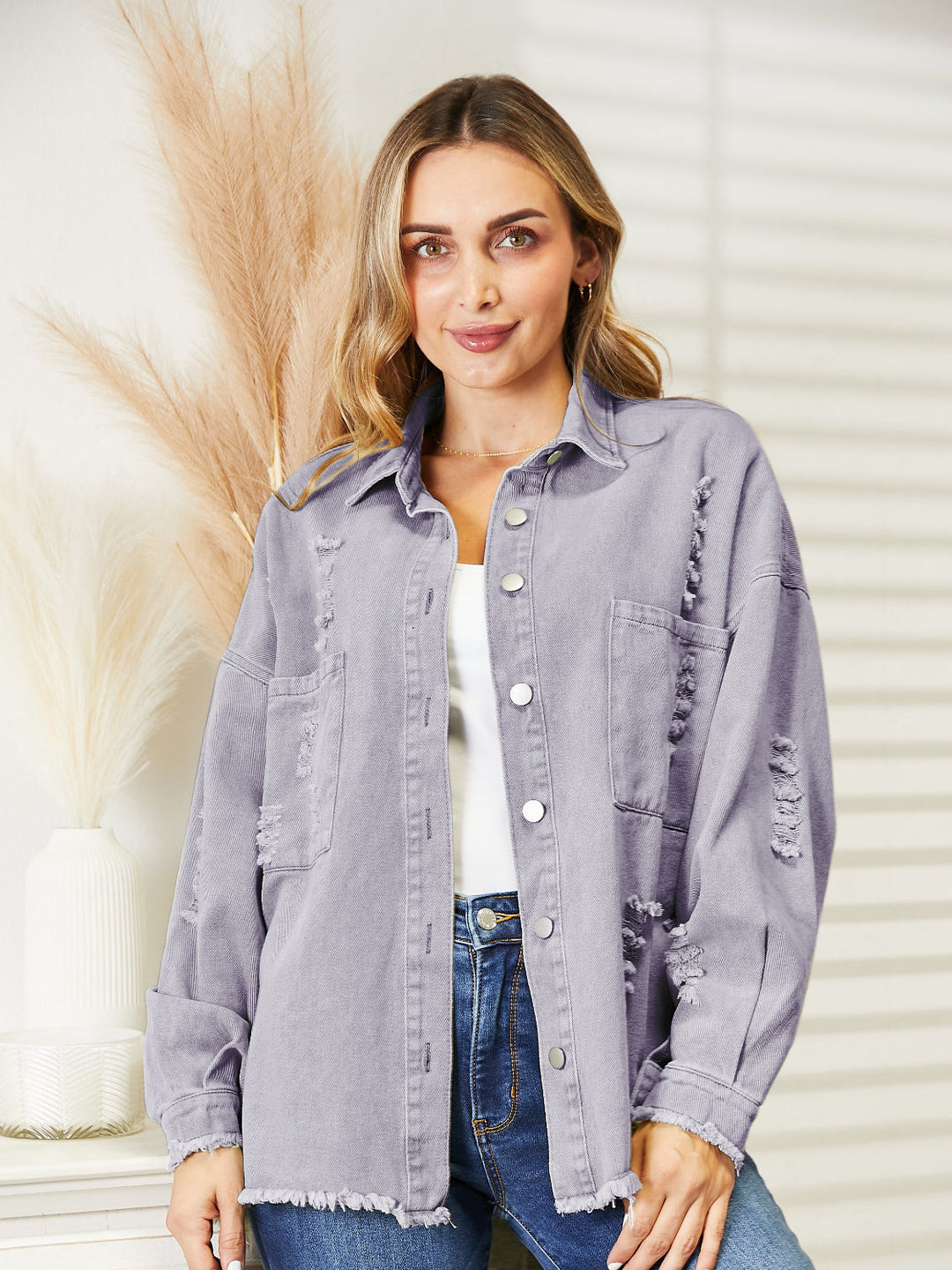 Drune | Zerrissene Rohsaum-Denimjacke