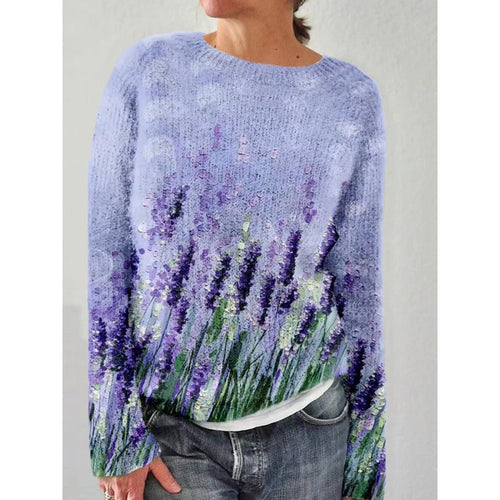 Drune | Strickpullover - Weiches Strick - Lockere Passform - Rundhals - Floral Muster