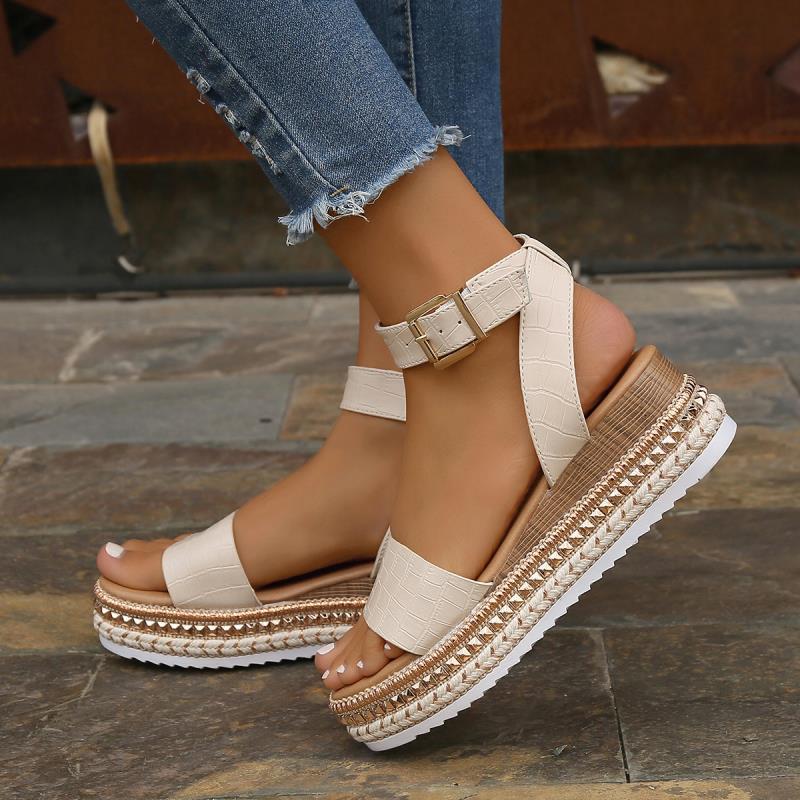 Drune | Sommer Sandalen Mit Schnallenriemen Und Plateau