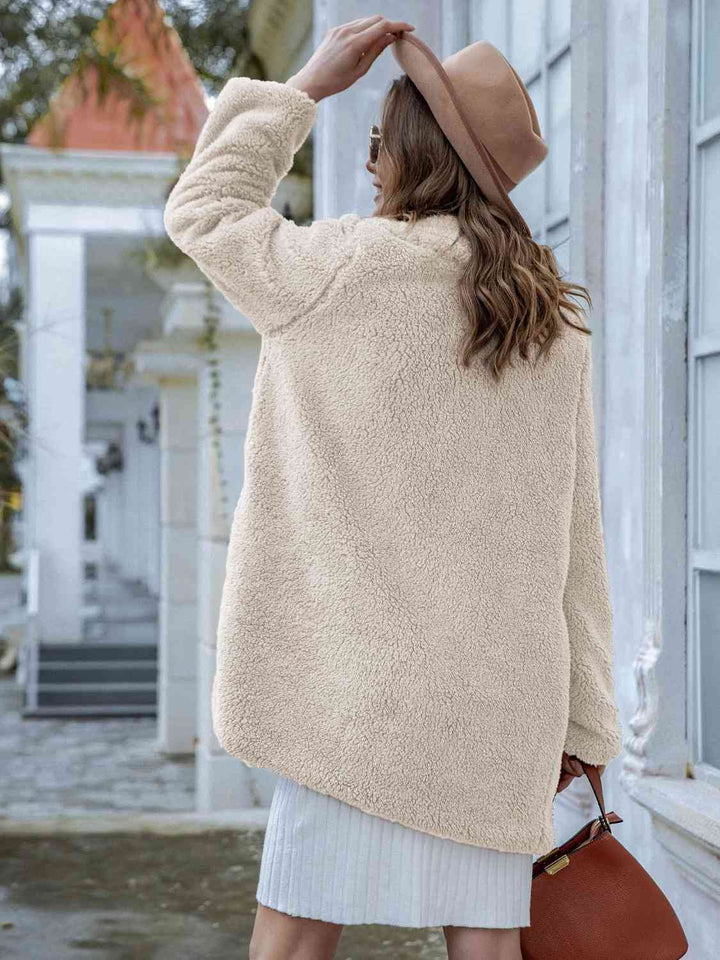 Drune | Langarm Teddy Mantel mit Taschen