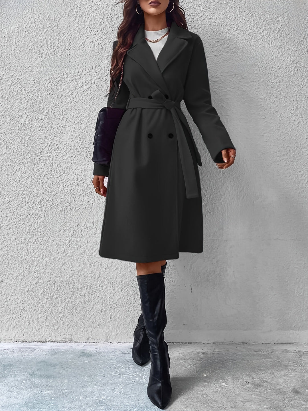Drune | Trenchcoat mit Gürtel und einfarbigem Polyestermaterial für Frauen Schicke Oberbekleidung für den alltäglichen Gebrauch