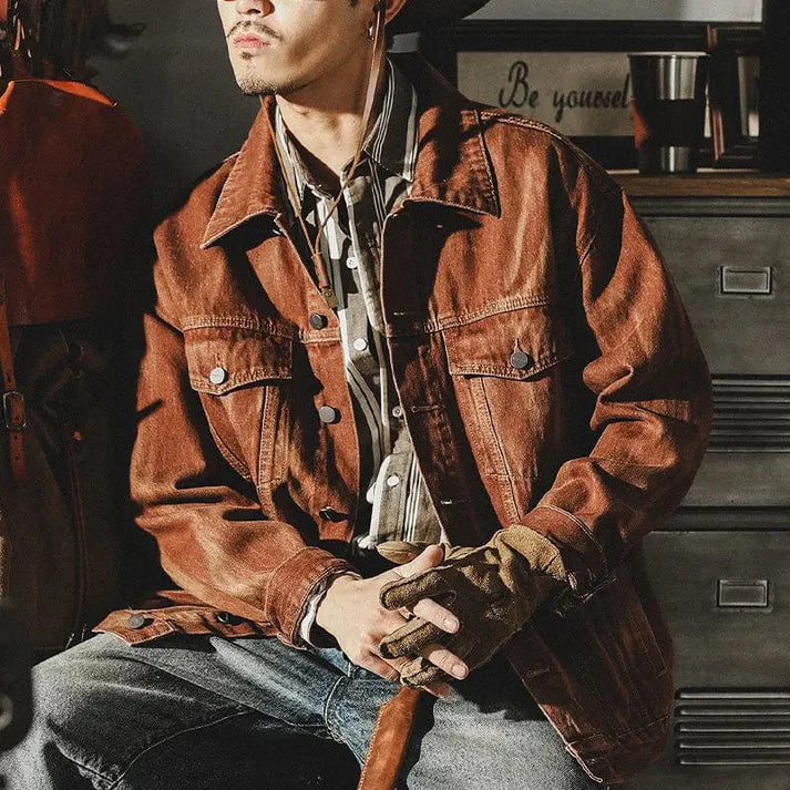 Drune | Braune Denim Jacke Für Herren