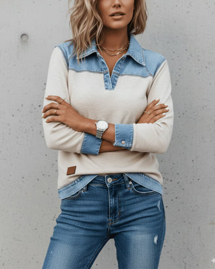 Drune | Modisch Revers Colorblock Genaht