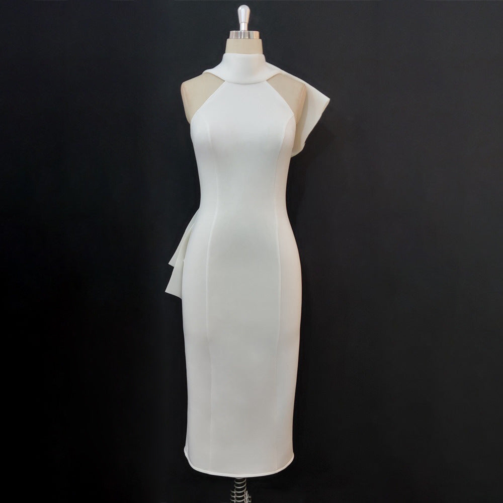 Damen Elegantes Etuikleid mit asymmetrischem Design und schwingendem Detail Drune