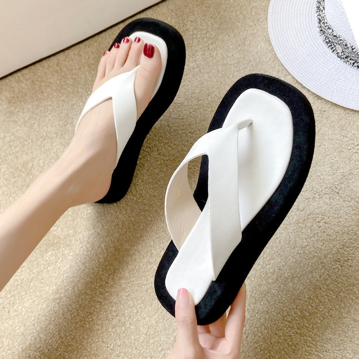 Damen moderne Flip-Flops mit bequemem Plateau Drune