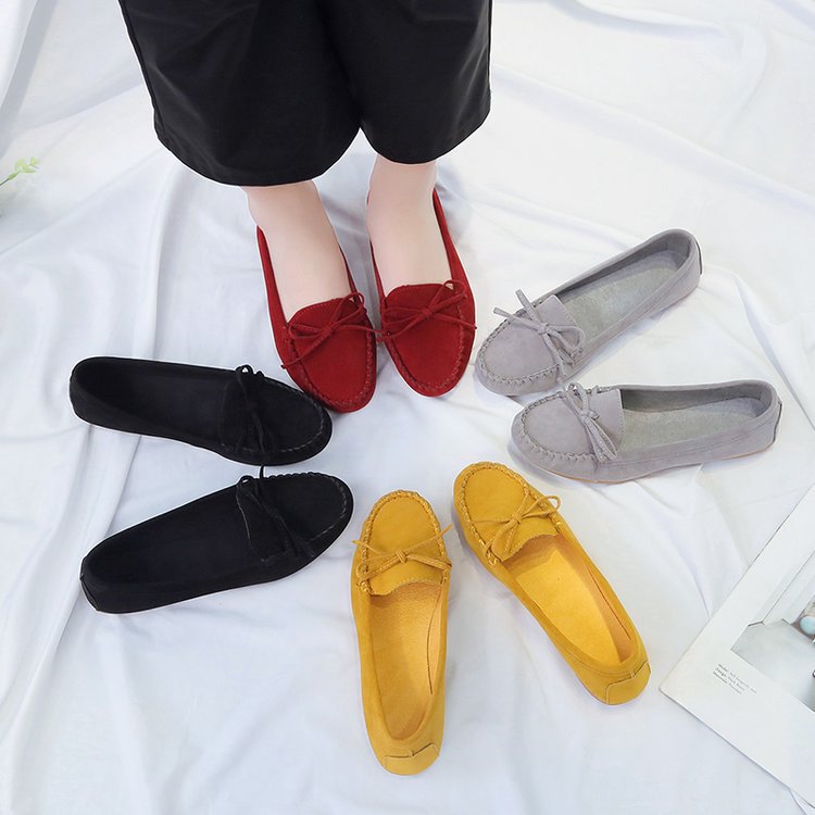 Damen nan femininer Velours‑Schlupfloafer mit handgestepptem Vorderblatt, dekorativer Schleife und gedämpftem Memory‑Fußbett Drune