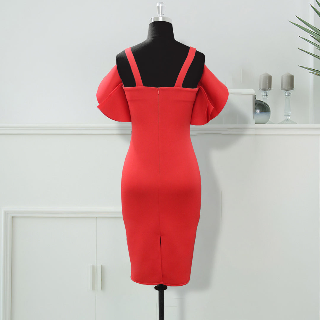 Damen Figurbetontes Rüschendes Cocktailkleid Drune