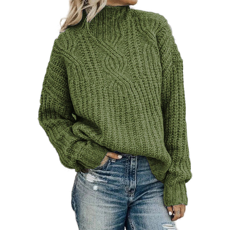 Damen Grobstrickpullover mit hohem Kragen und strukturiertem Design Drune