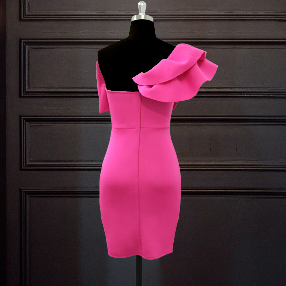 Damen figurbetontes Kleid mit dramatischem Schleifen-Akzent Drune