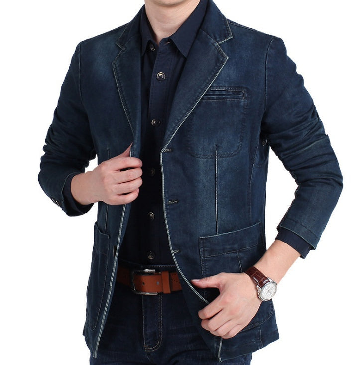 Drune | Herren Denim Baumwolle Blazerjacke