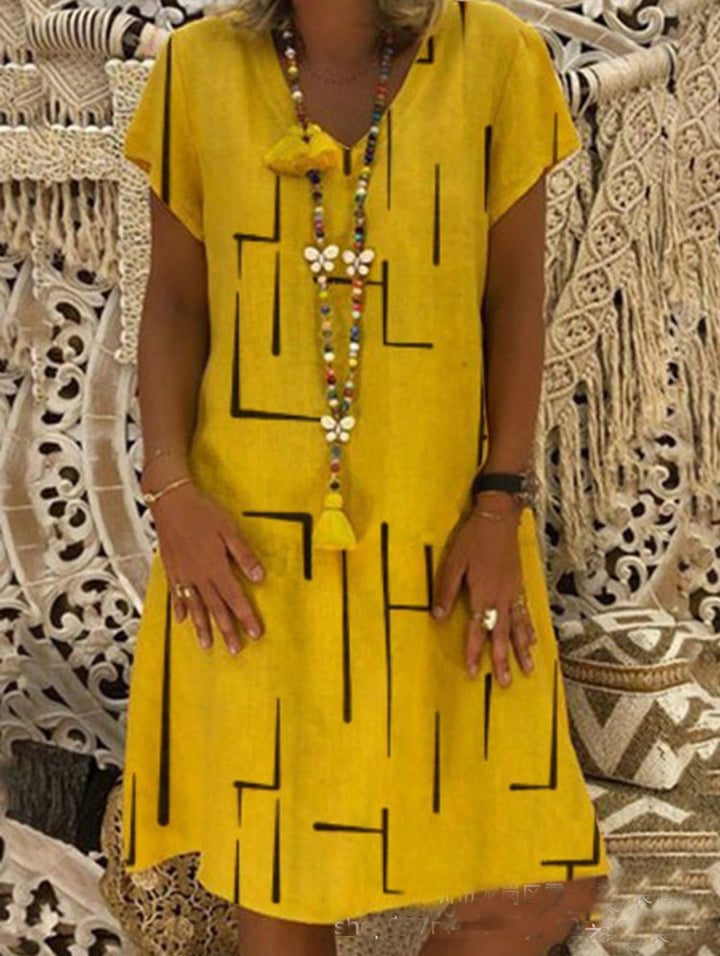 Damen Bequemes Tunika-Kleid mit modernen grafischen Mustern Drune