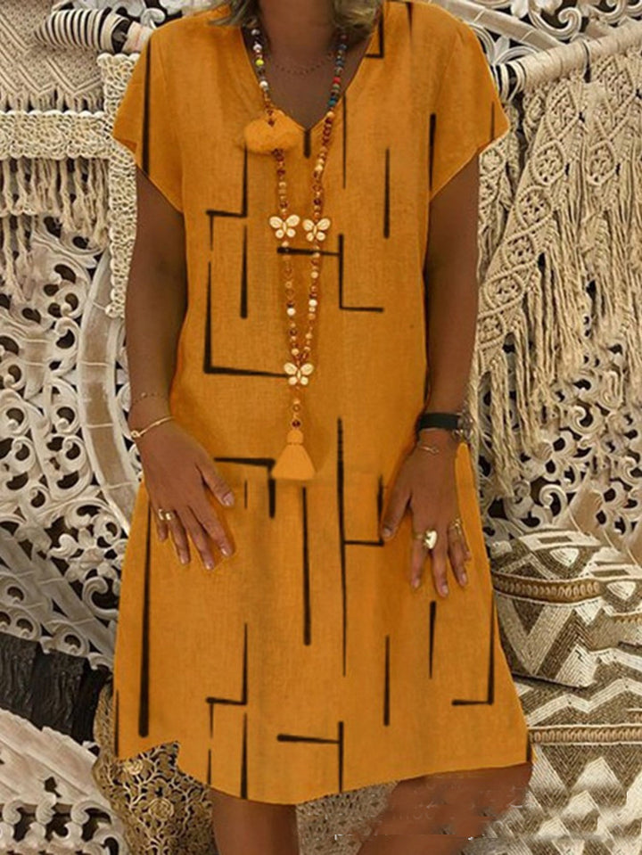 Damen Bequemes Tunika-Kleid mit modernen grafischen Mustern Drune