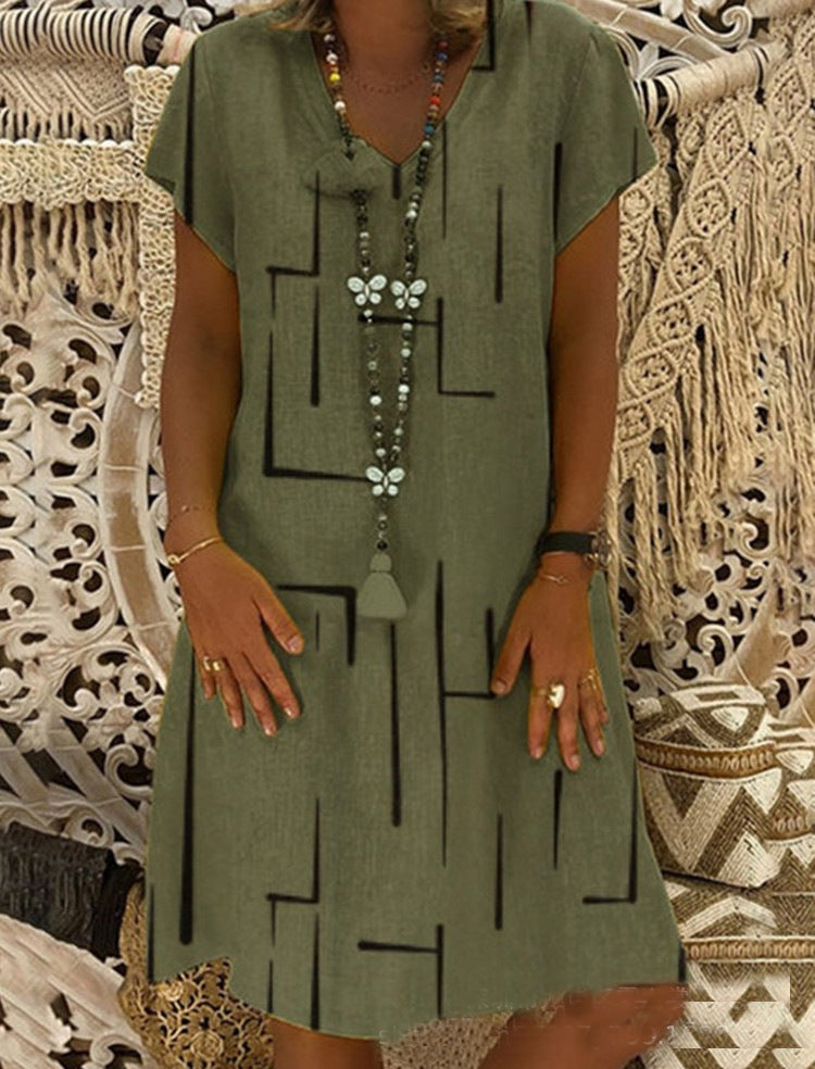 Damen Bequemes Tunika-Kleid mit modernen grafischen Mustern Drune